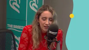 Country star Kaylee Bell talking in the breeze studio