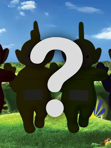 Silhouettes of kids TV show 'Teletubbies' characters with a question mark over top for mystery.