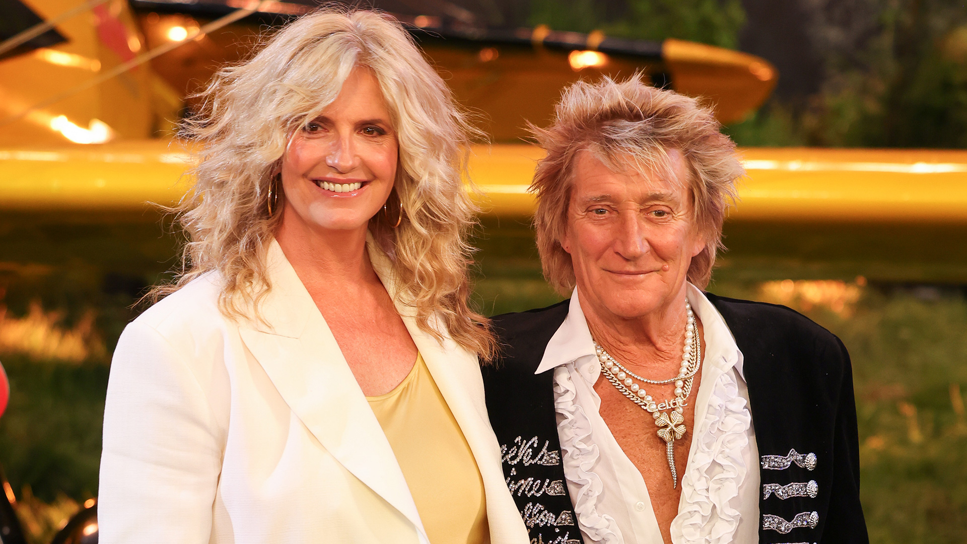 Penny Lancaster and Rod Stewart attend the "Mission: Impossible - The Final Reckoning" Global Premiere in Leicester Square on May 15, 2025 in London, England. 