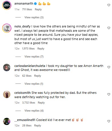 Screenshot of Instagram comments