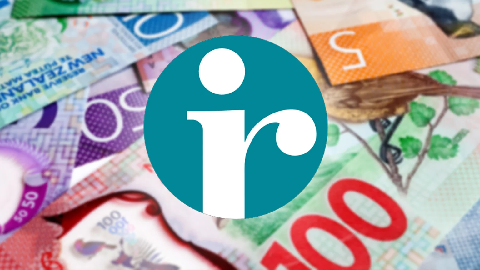 IRD logo layered over New Zealand cash.