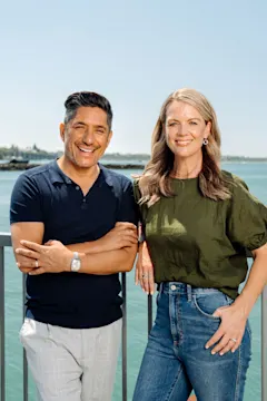 Robert Rakete & Jeanette Thomas with harbour in background