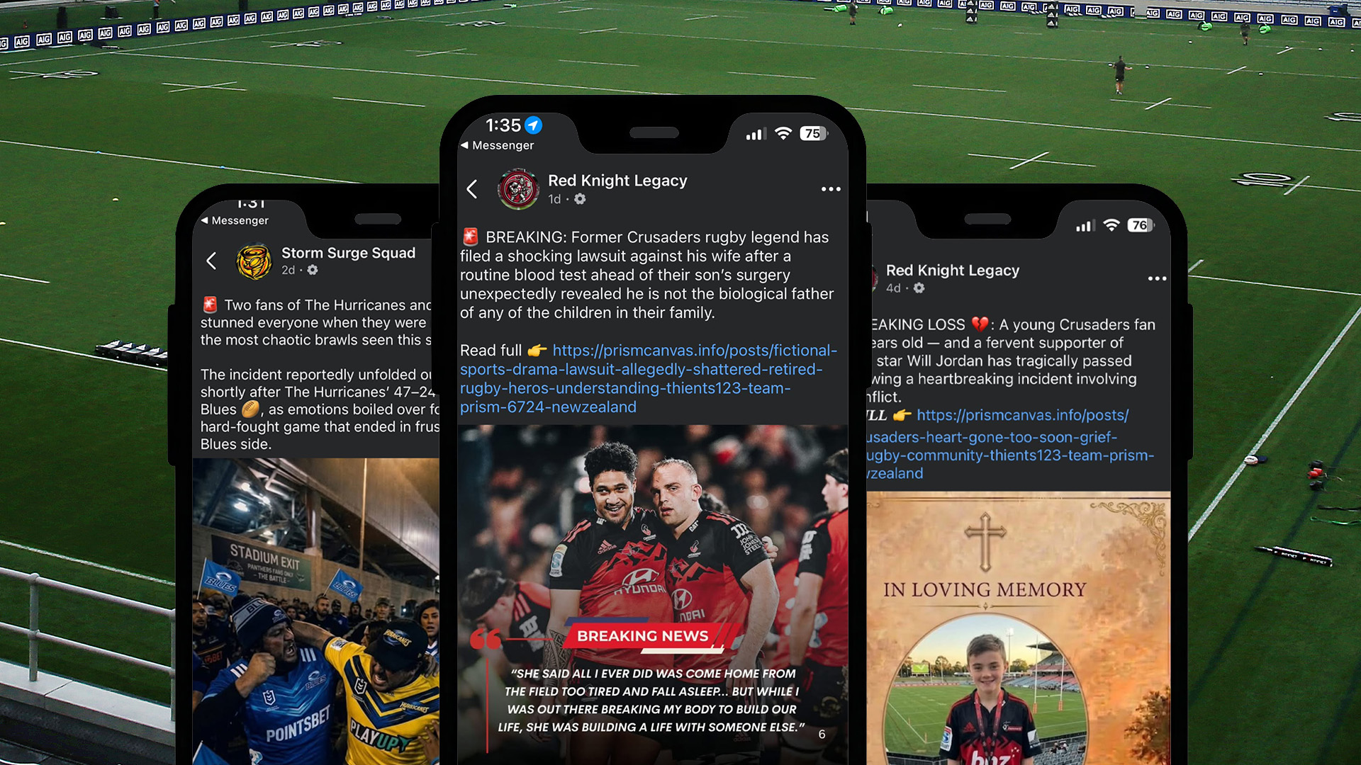 AI Facebook pages are sharing horrific fake news about NZ rugby players & fans