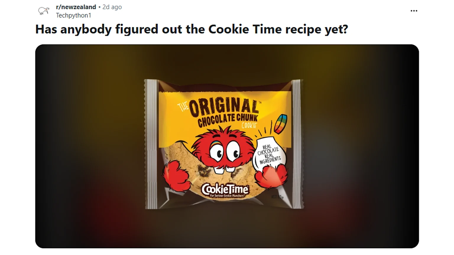 Reddit screenshot with a cookie in a packet