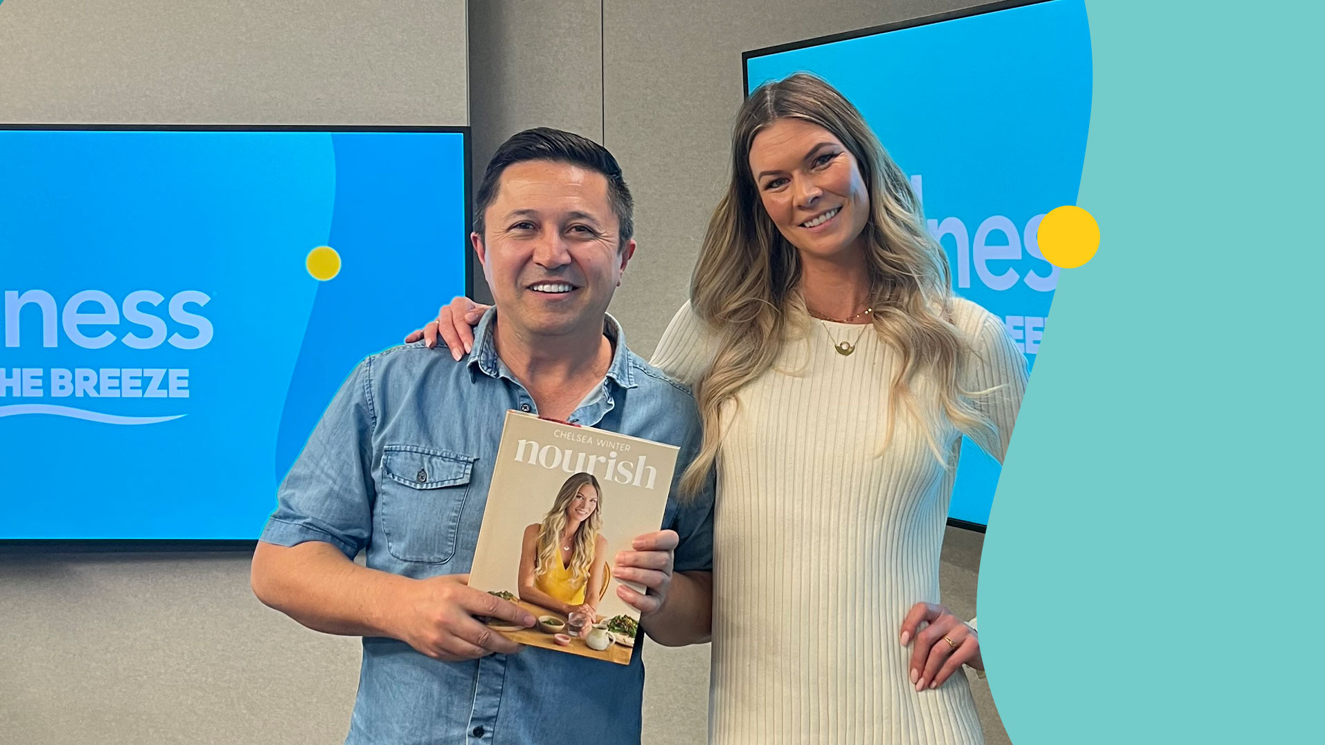 Mike Puru and Chelsea Winter in the breeze studio