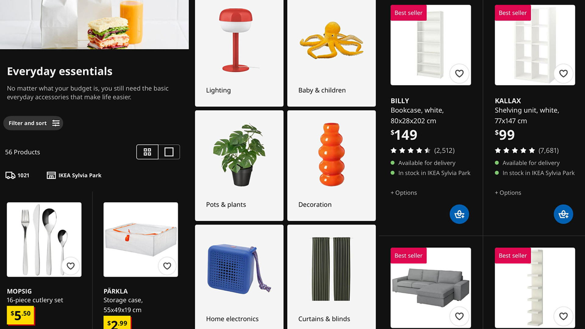 Screenshots from the IKEA NZ app 