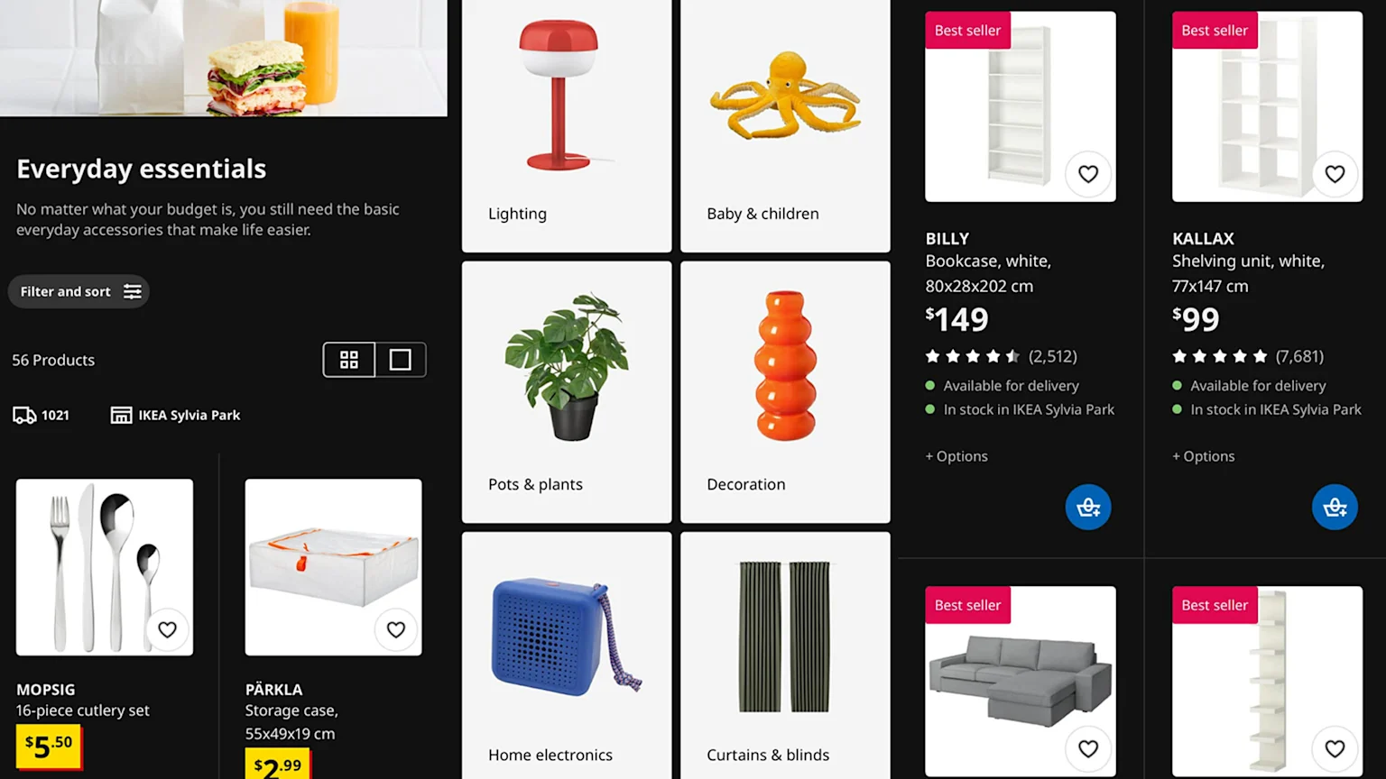 Screenshots from the IKEA NZ app
