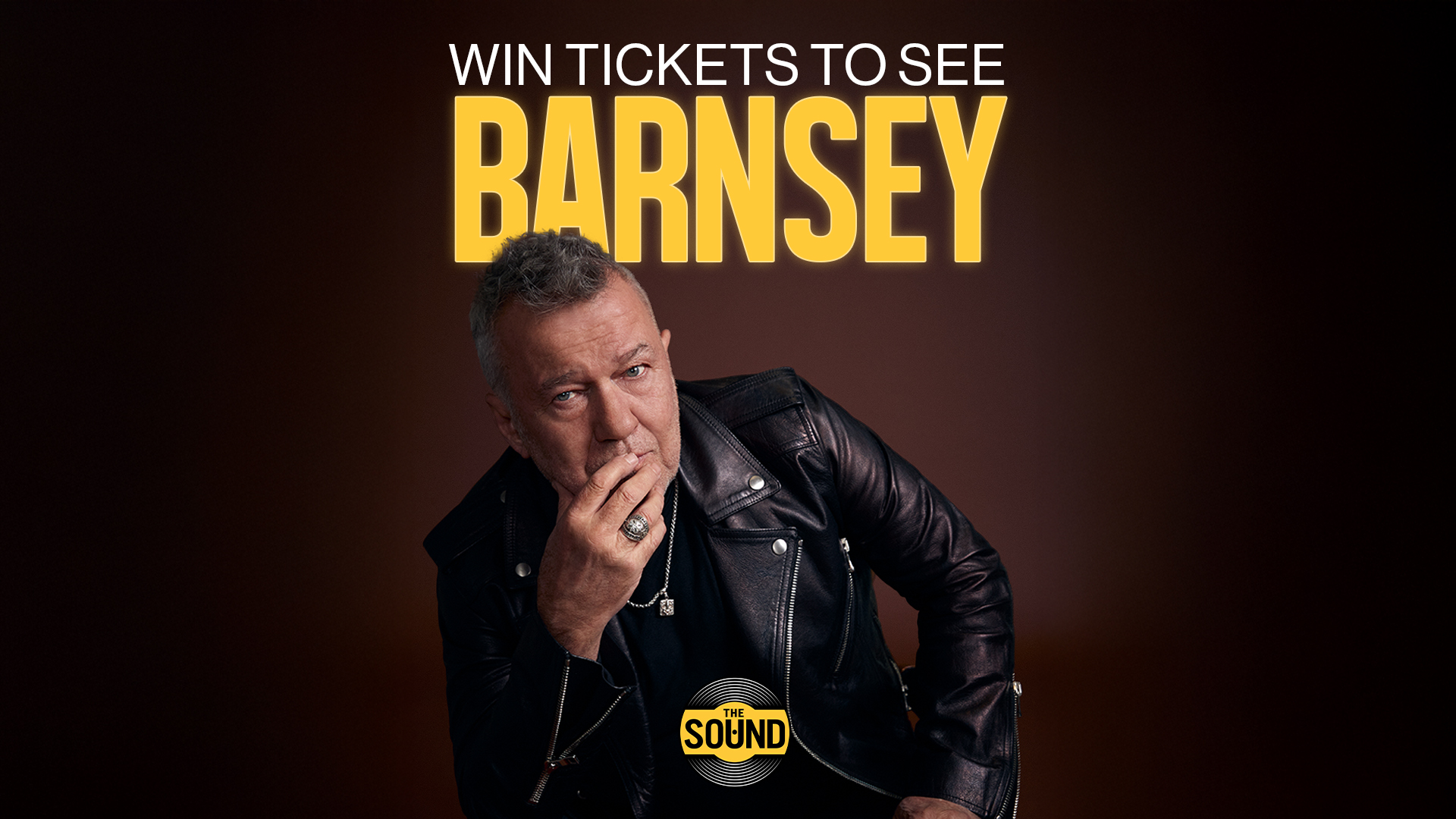 Jimmy Branes posing. "Win tickets to see Barnsey' with The Sound