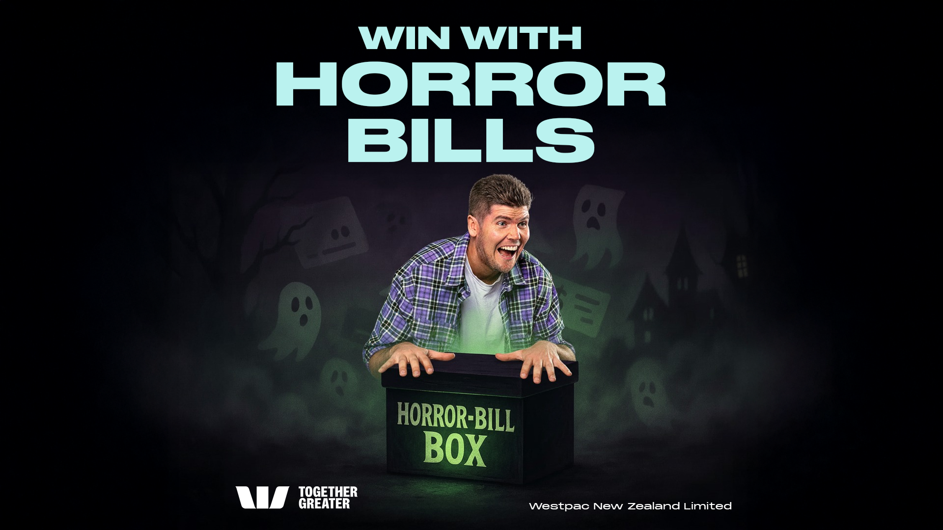 Man opening glowing Horror Bill Box promo