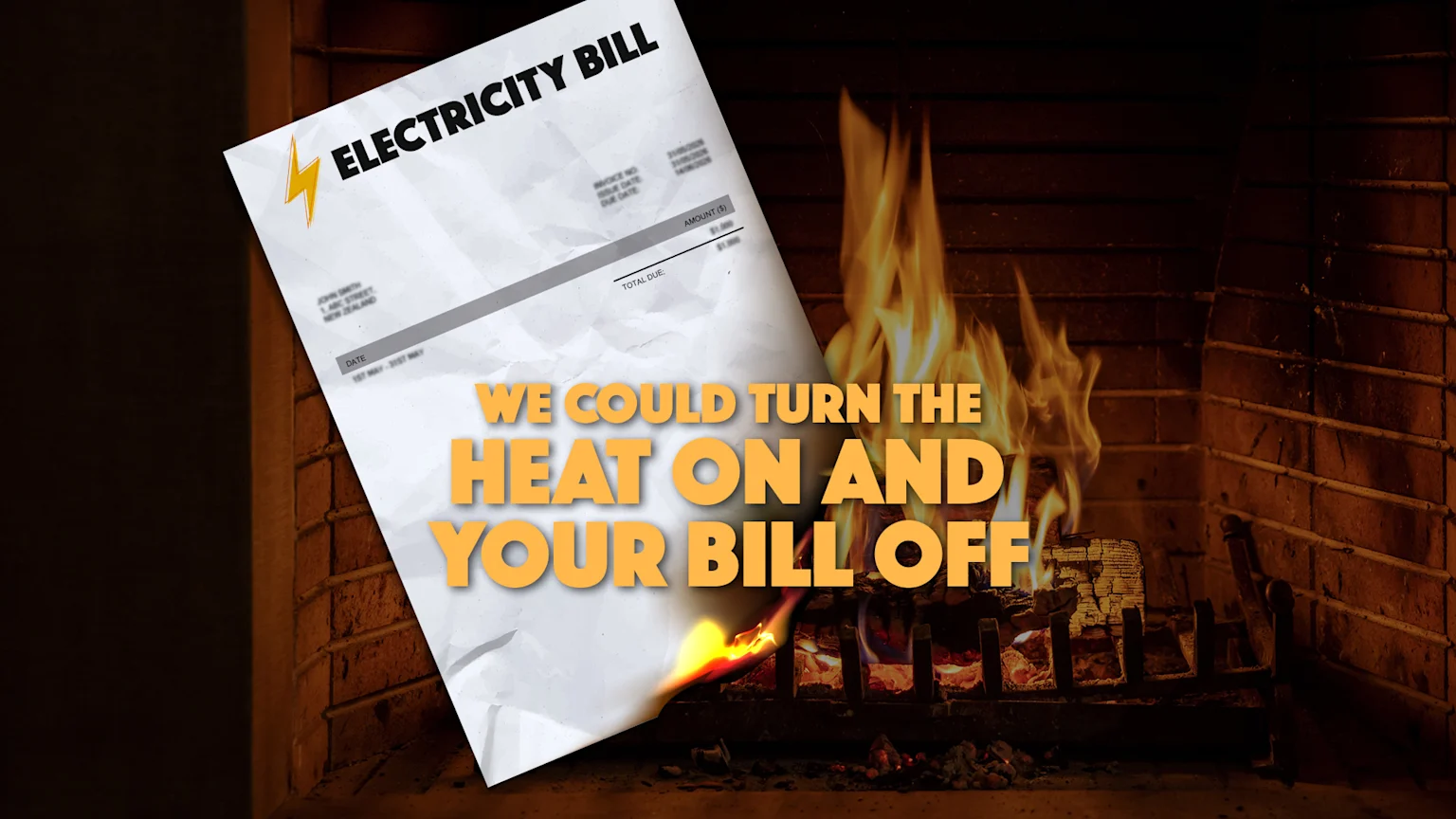 A power bill set on fire