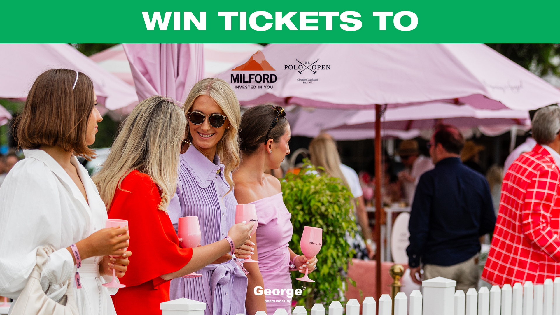 Group of women watching the NZ Polo. With George FM Auckland