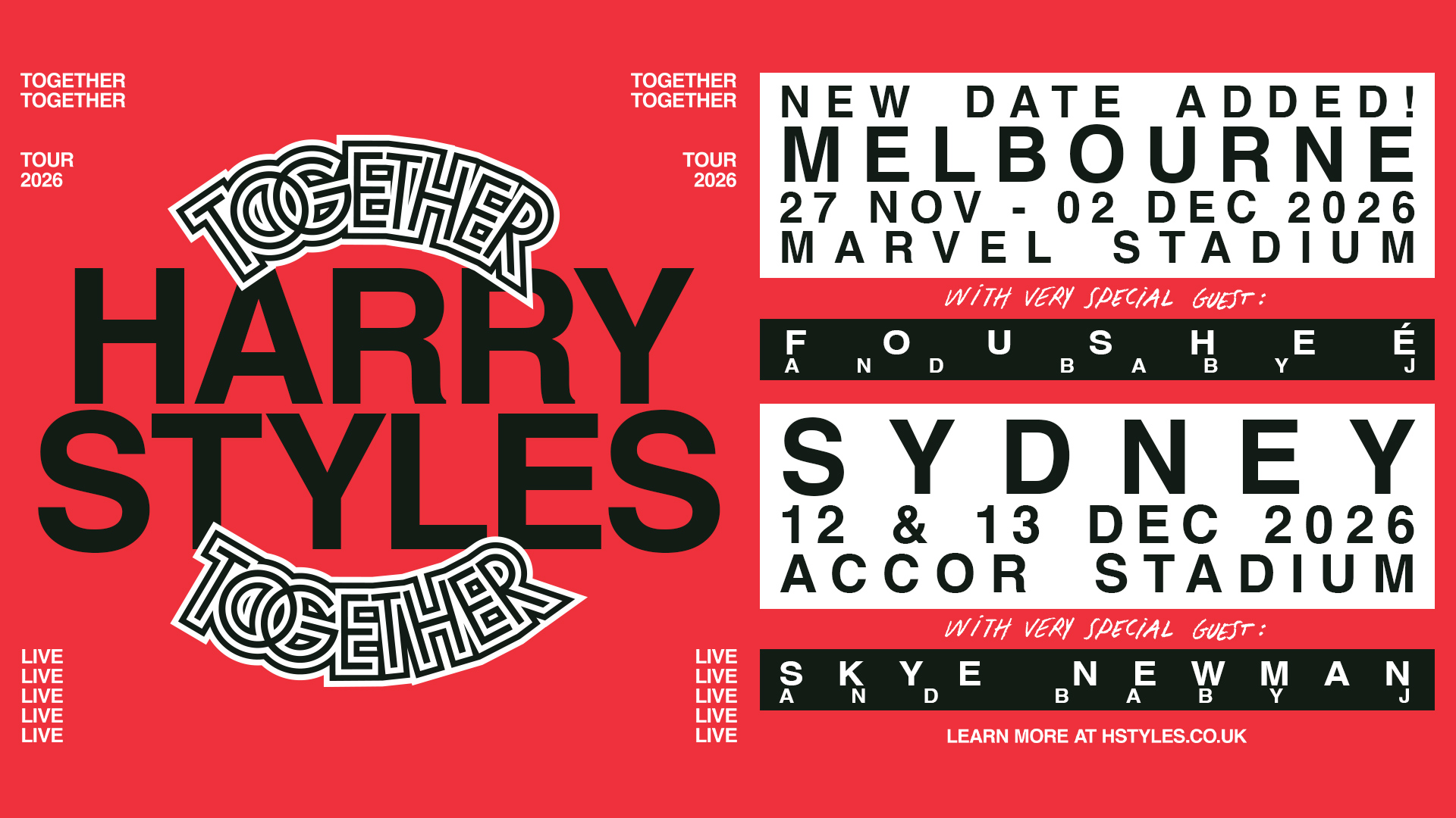 Harry Styles Australia tour dates poster