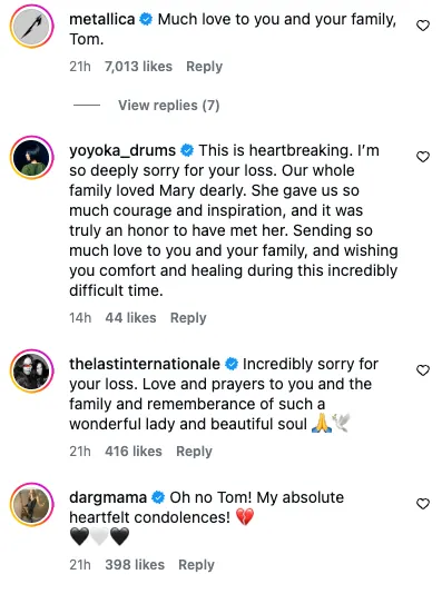 Comments on Tom Morello's Instagram post