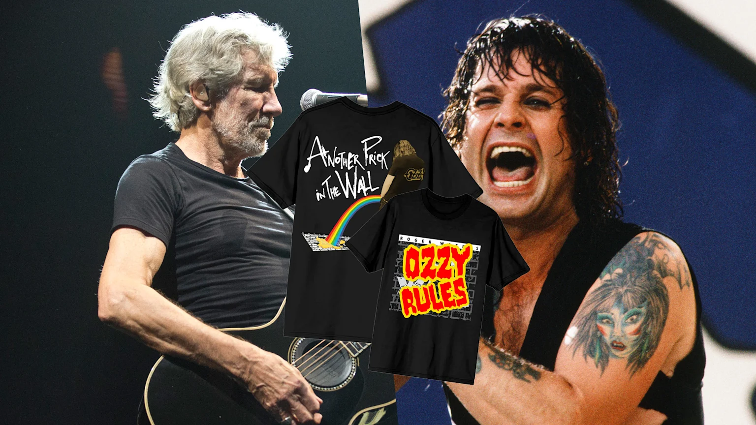 Ozzy Osbourne, Roger Waters, and Ozzy's diss shirts