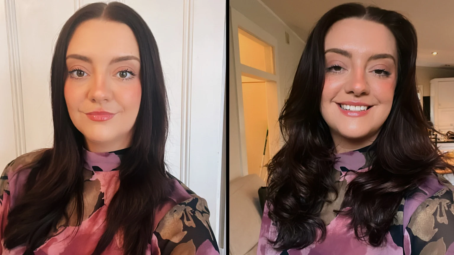 before and after of a blowout hair style