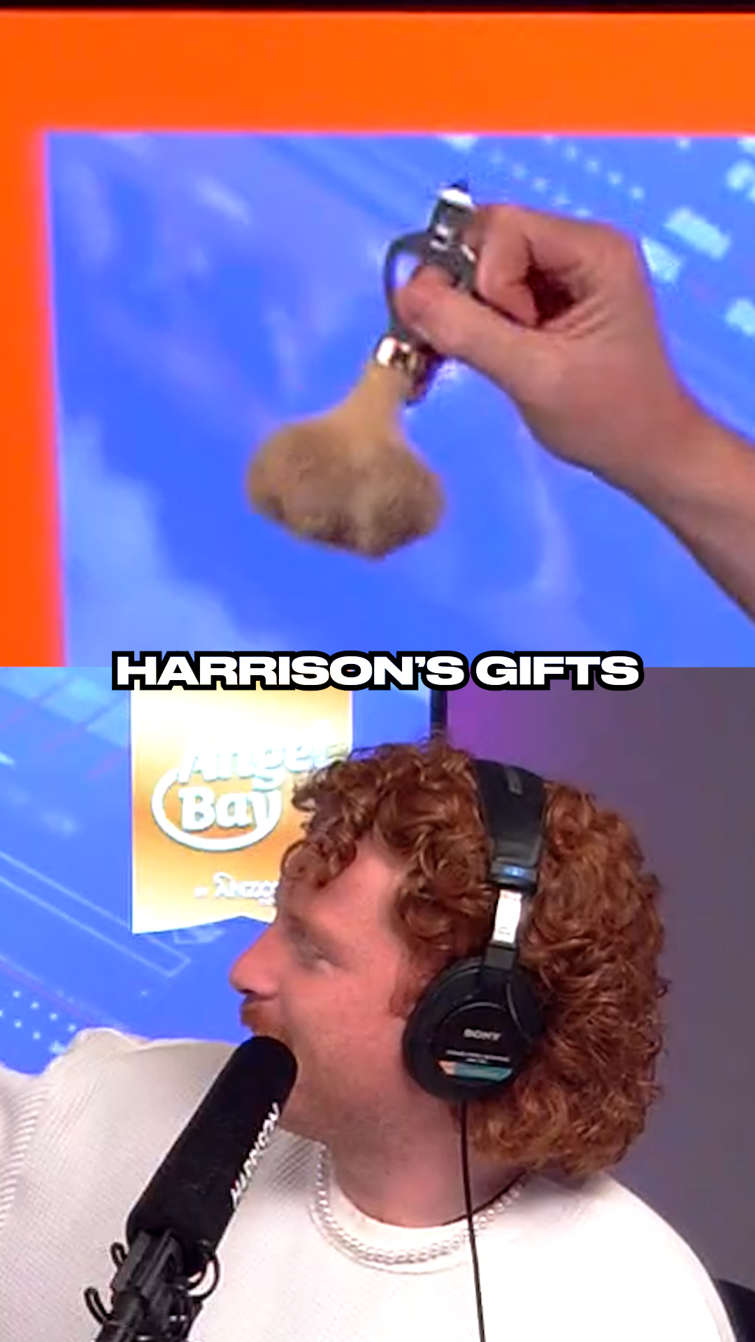 Harrison brings gifts for the show