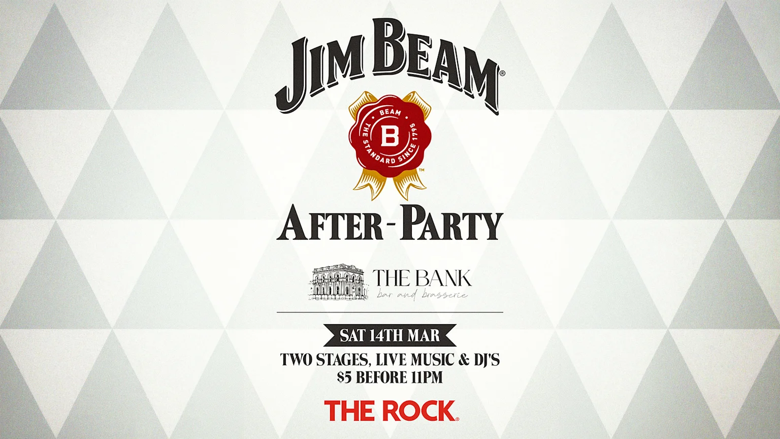Jim Beam After-Party event poster at The Bank with The Rock