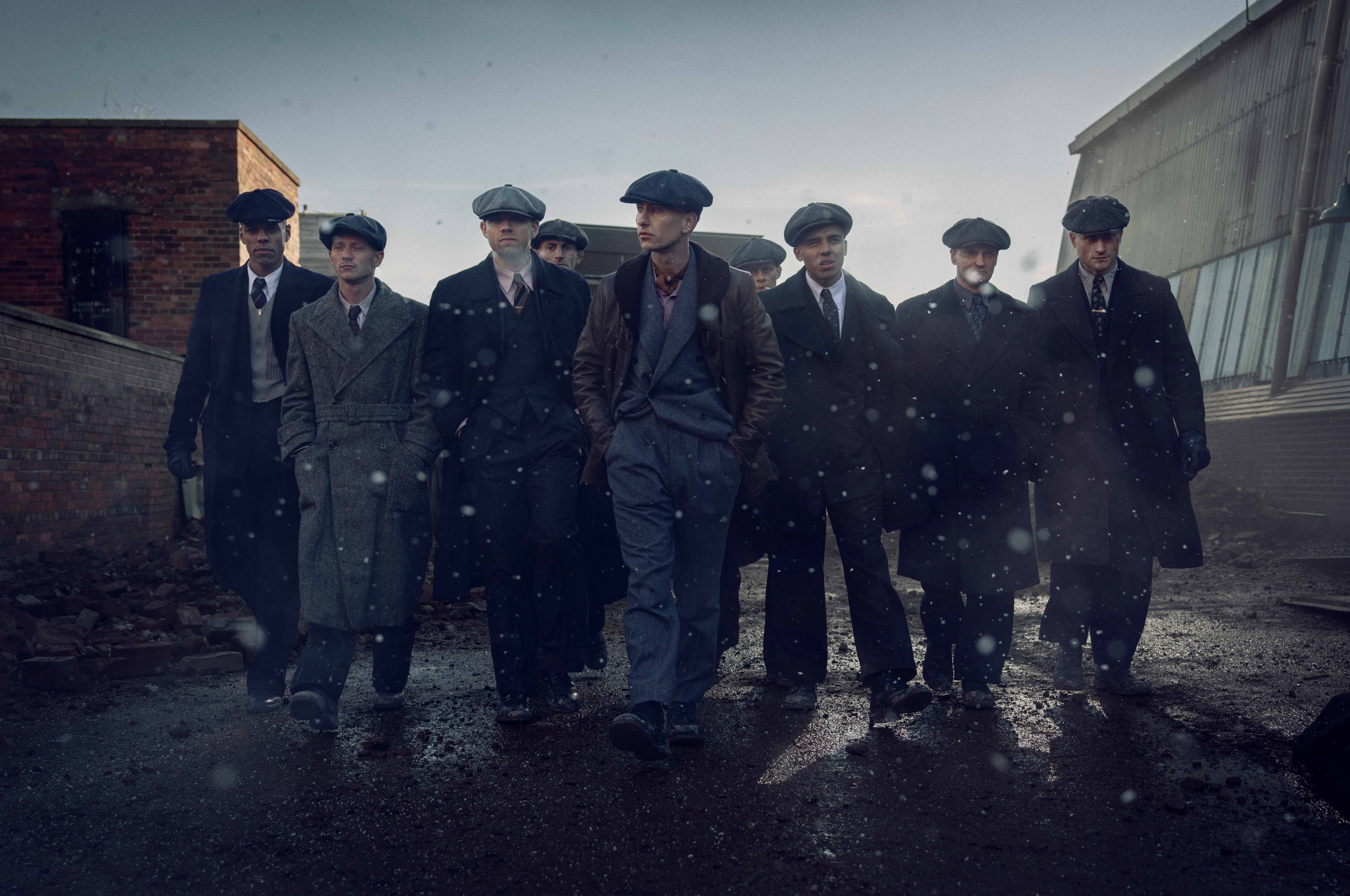Peaky Blinders characters walking towards camera
