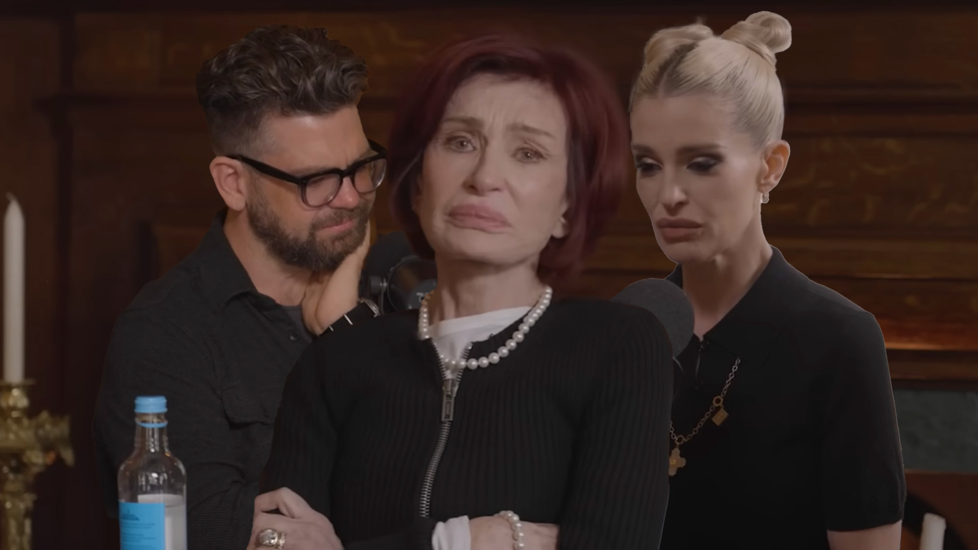 Sharon, Kelly and Jack Osbourne crying