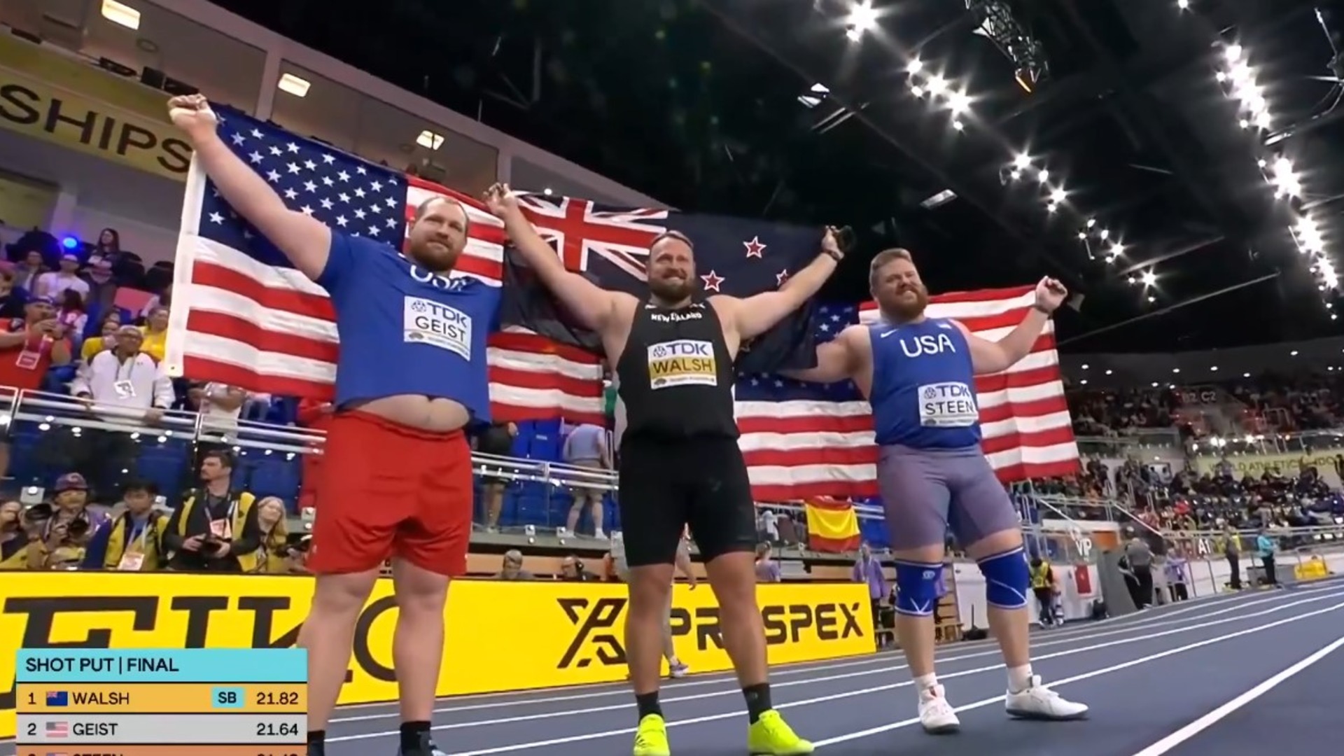 Tom Walsh wins fourth World Indoor Athletics Championships shot put gold