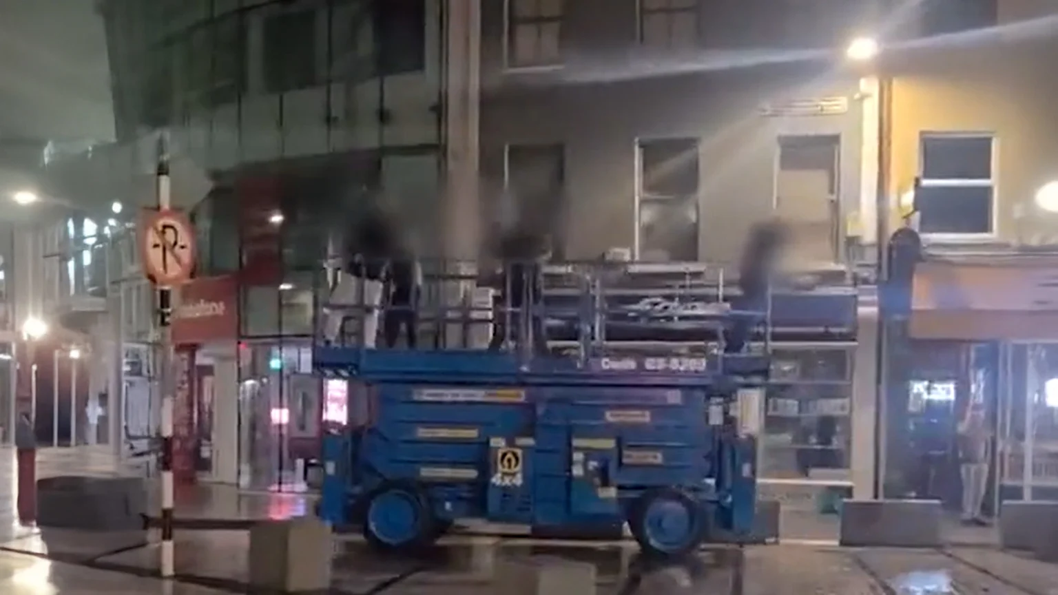 Four boys seen on top of a scissor lift in central Ireland.