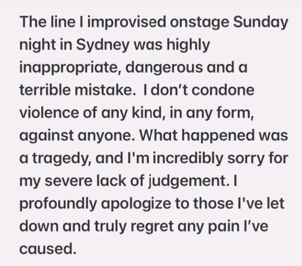 Kyle's apology statement