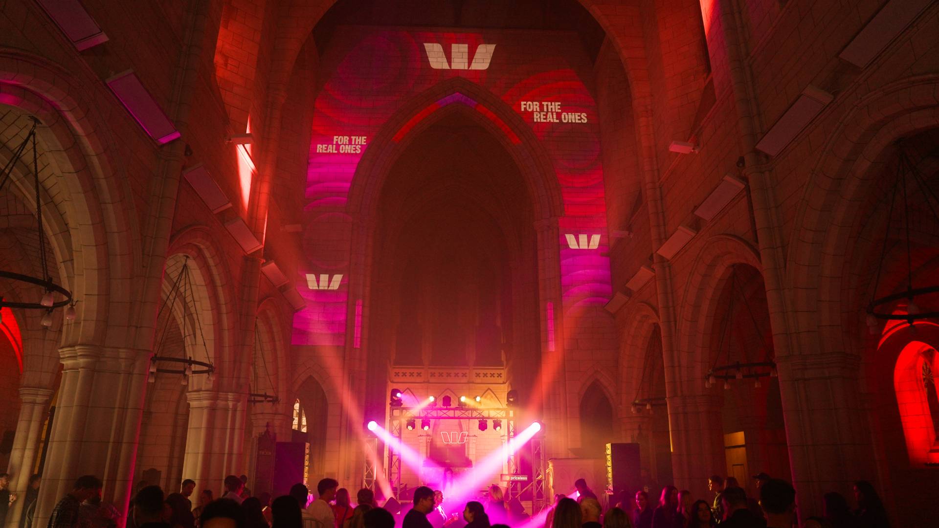 Sin Howard opens for Peking Duk at St Matthews church.