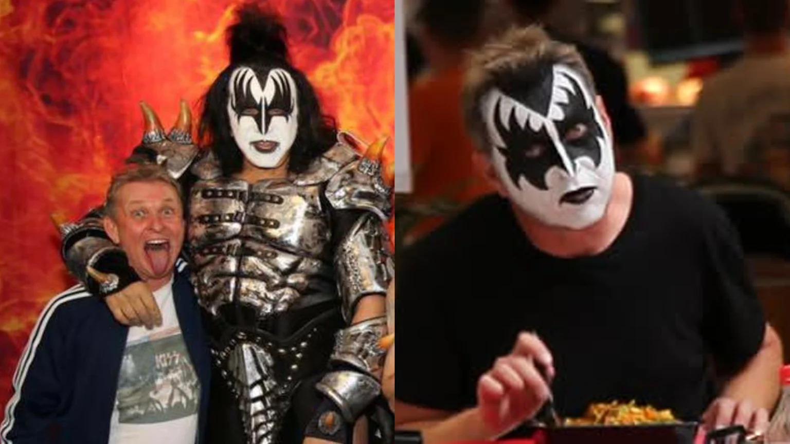 Robert Scott with Gene Simmons, and in his own KISS dress up (both 2015)