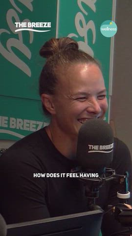 Dame Lisa Carrington chatting in The Breeze Studio