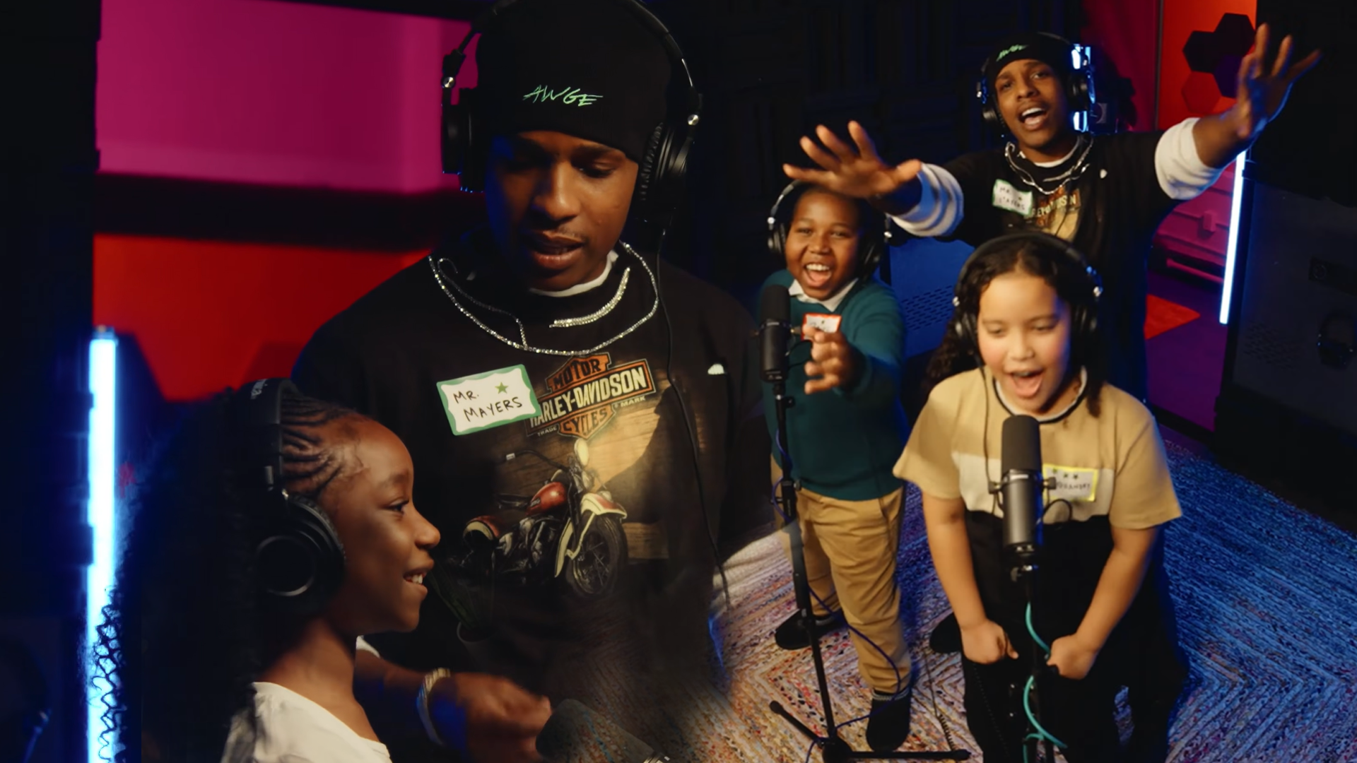 ASAP Rocky teaches rap to primary kids in his hometown