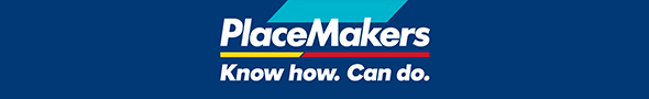 The PlaceMakers logo featuring white text "PlaceMakers" and "Know how. Can do." on a blue background, with a light blue shape and yellow and red lines.