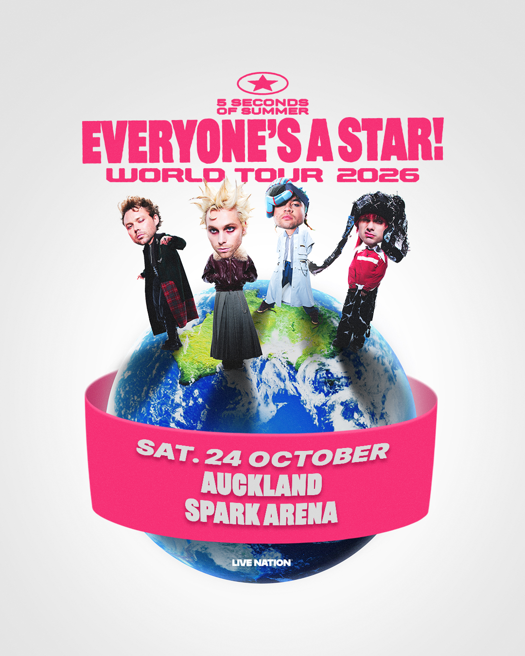 5SOS World Tour 2026 Auckland concert poster