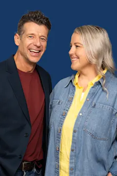 Simon Barnett and Lana Cochrane-Searle smile together