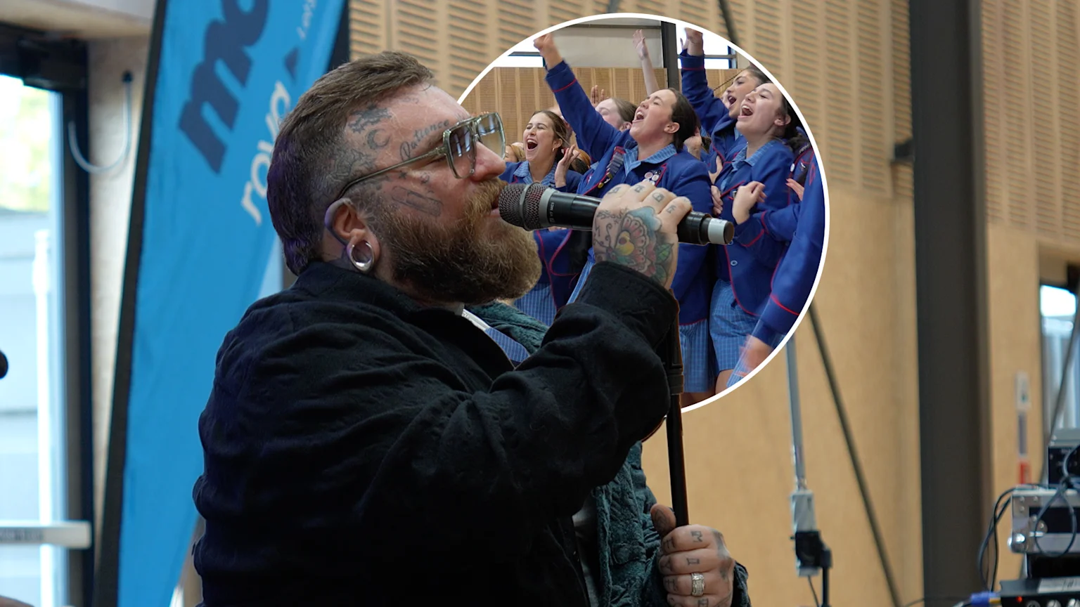 Singer, Teddy Swims performs for students at Christchurch high school