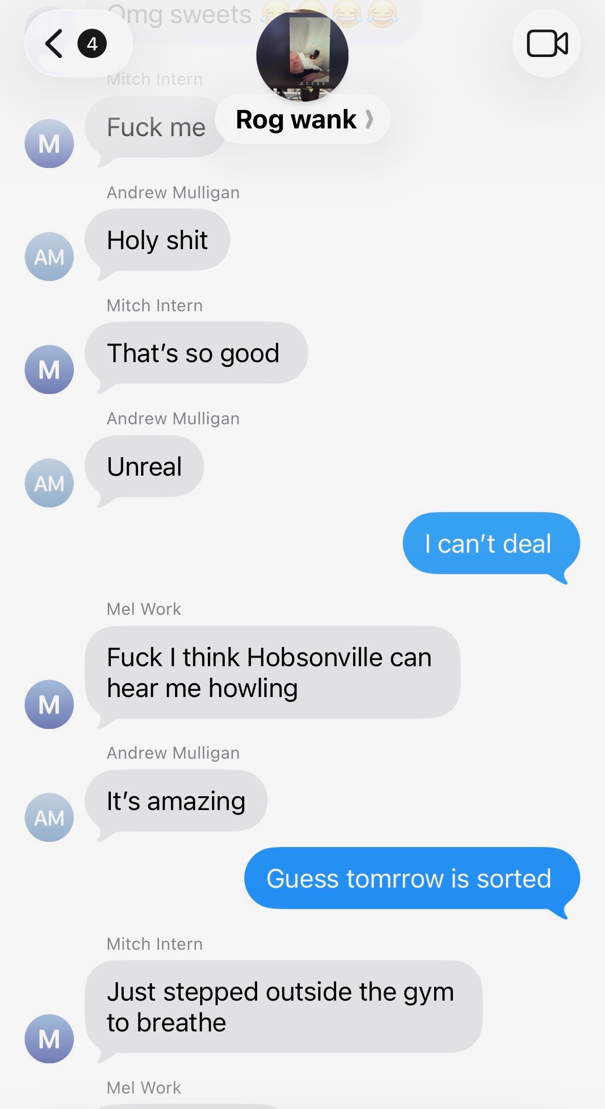 Screenshot of group chat without Rog