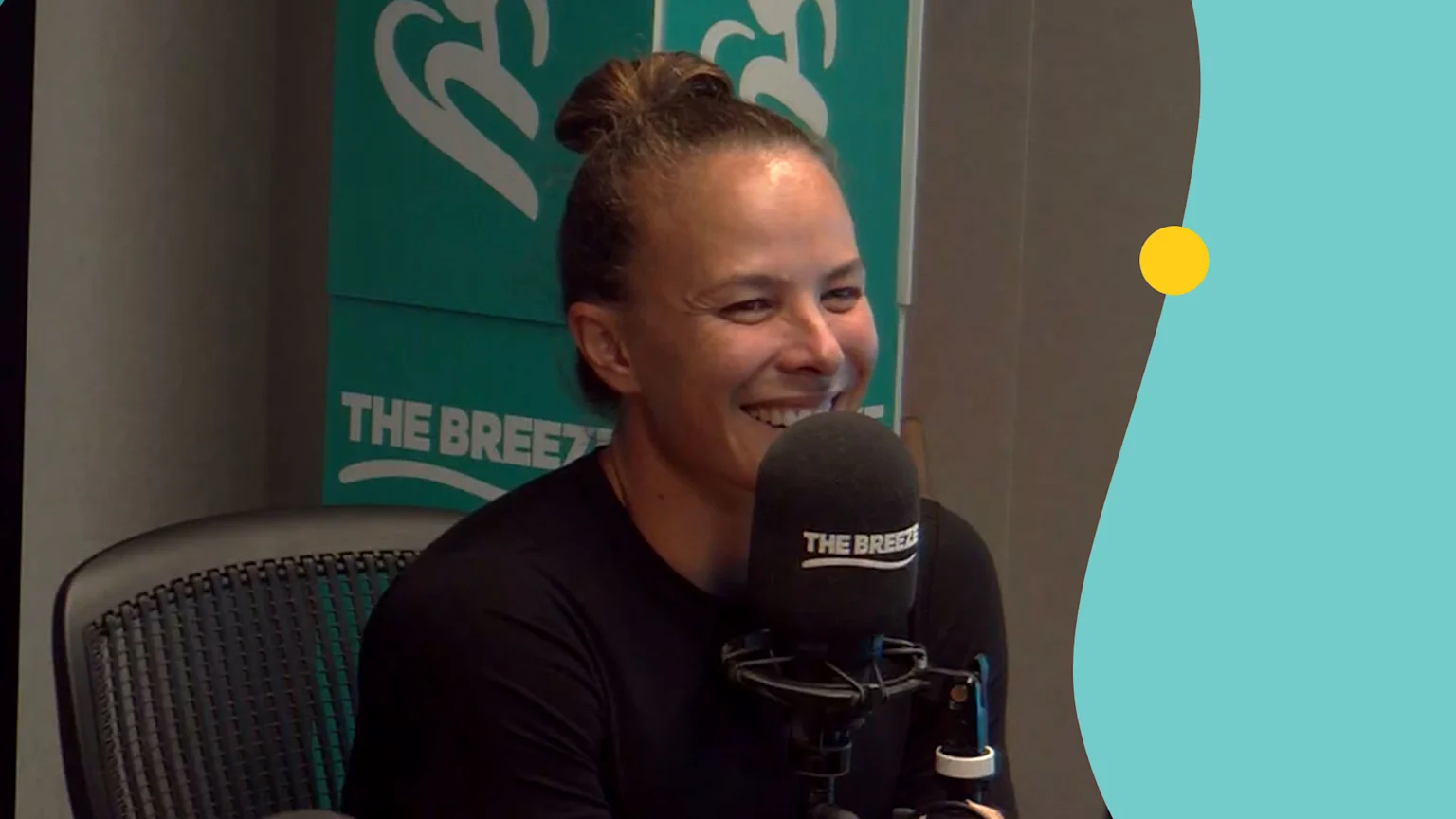 Lisa Carrington sitting in the breeze studio