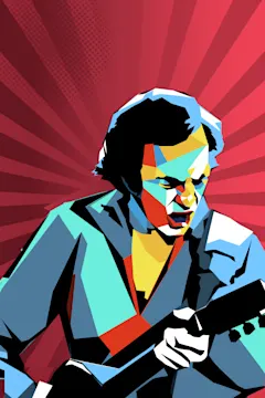 Neil Diamond illustration against a starry red background