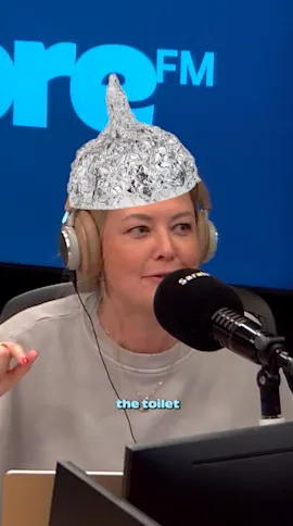 Sarah talking with an edited tinfoil hat on