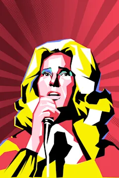 Tammy Wynette illustration against a starry red background