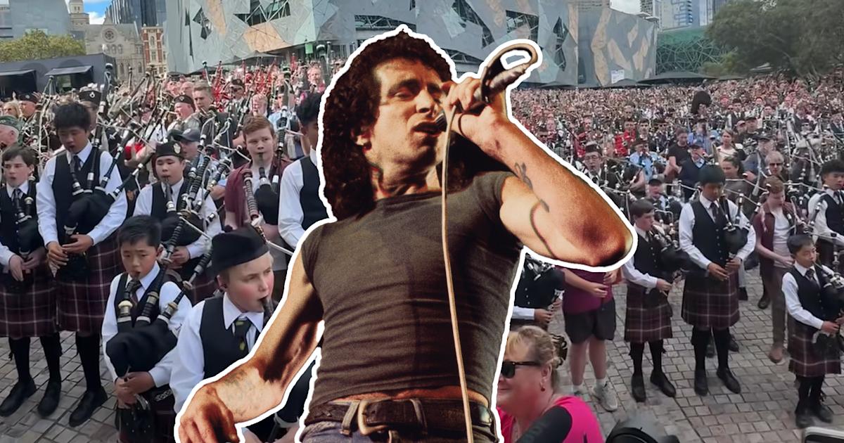 Watch 374 Melbourne bagpipers set world record with AC/DC tune | rova