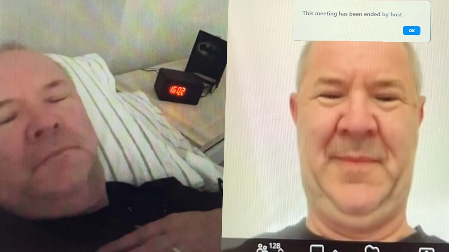 Rog screenshots of him sleeping on Zoom