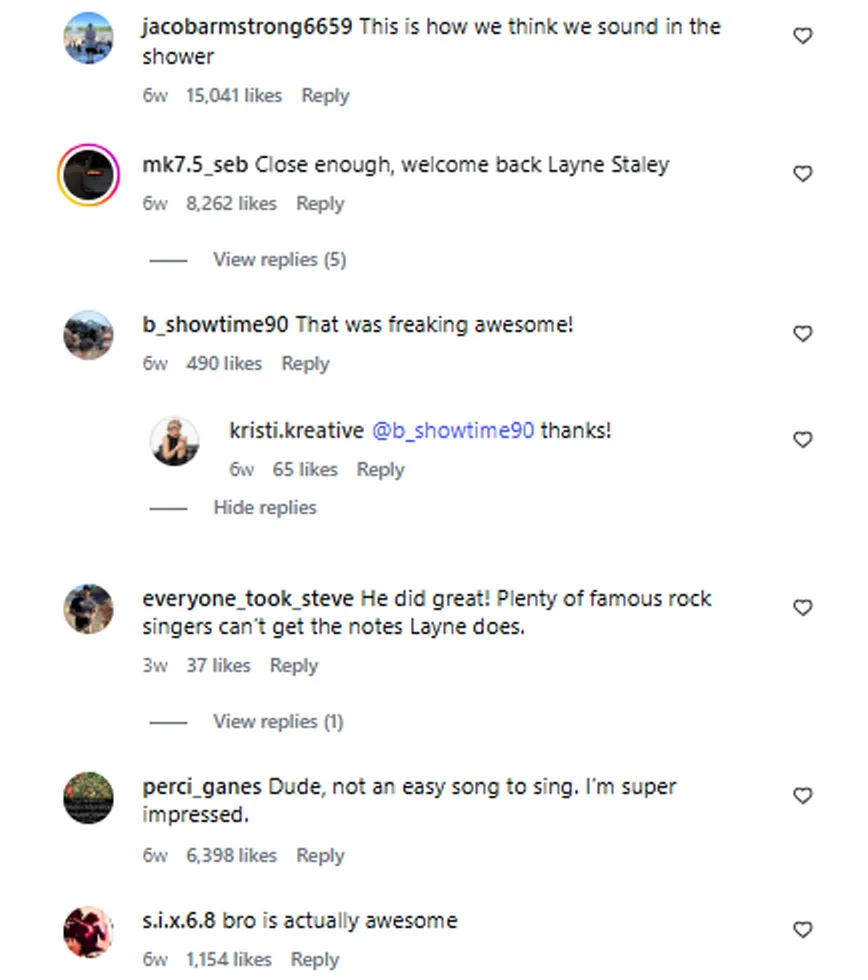 Screenshots of comments