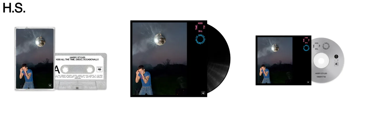 Harry Styles' new 'Kiss All The Time, Disco Occasionally' formats come in CD, multiple vinyl records and a silver glittery cassette tape.