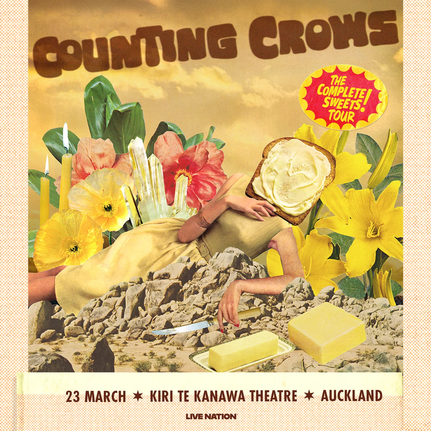 Counting Crows concert poster with surreal art