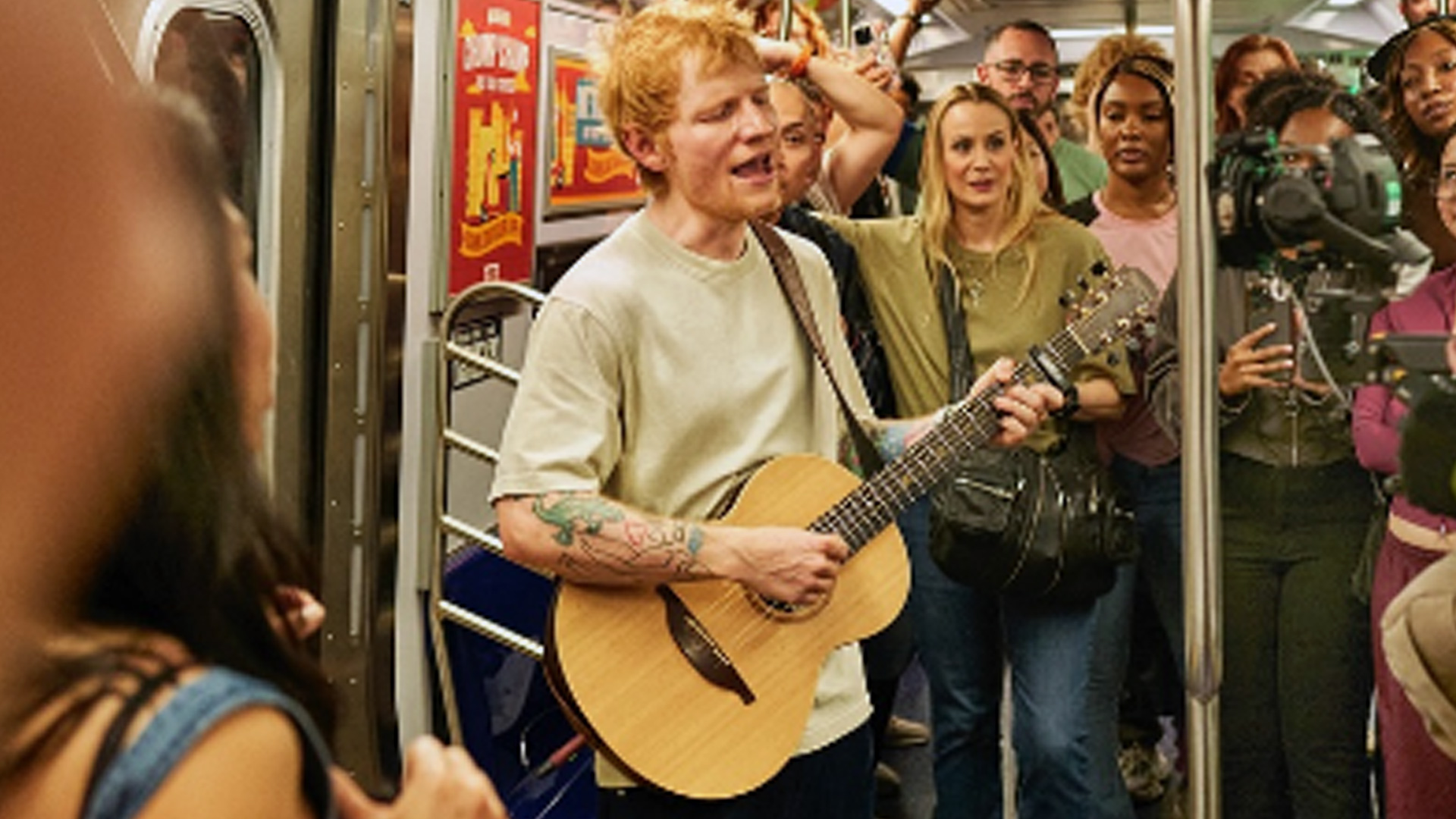 Ed Sheeran captured filming on a New York subway for his new Netflix documentary 'One Shot'.