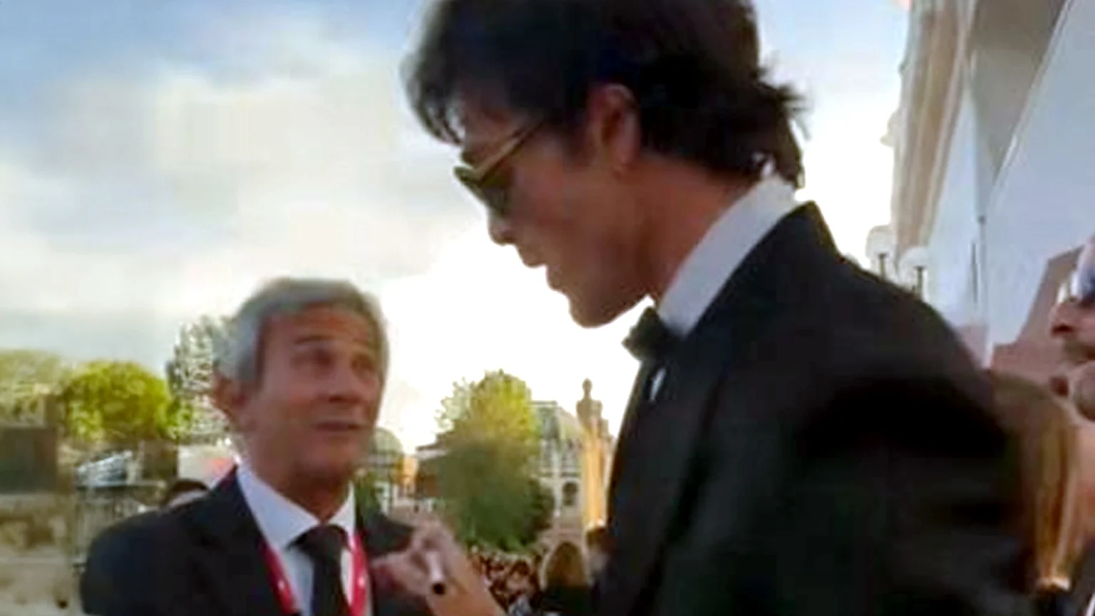 Jacob Elordi half turned towards a member of security staff at Venice Film Festival 2025 in a tense altercation.