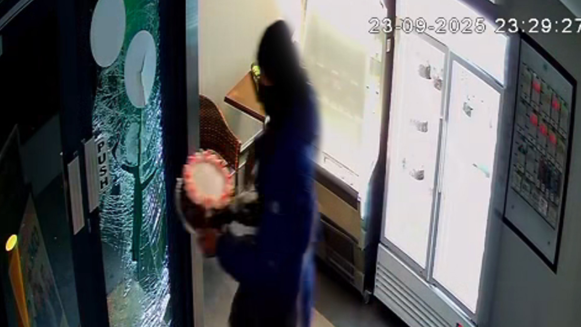 Man in blue puffer jacket caught on security footage stealing two cheesecakes from The Cheesecake Shop in Papatoetoe.