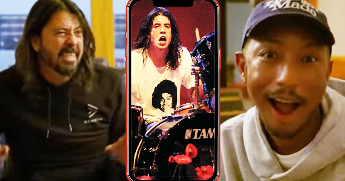 Watch Pharrell have his mind blown when Dave Grohl reveals where he 'copied' Nirvana drums from ...