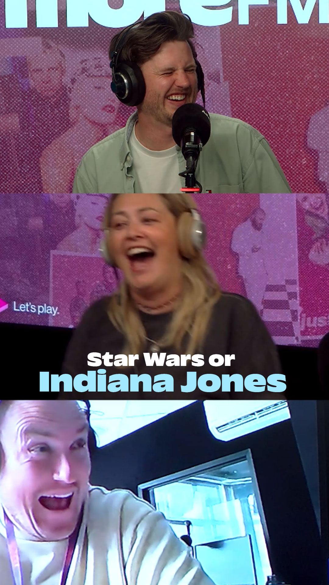 Adam, Sarah & Director Dave laughing