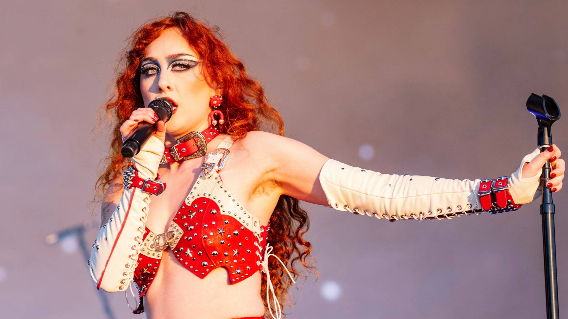 Grammys 2026: Chappell Roan goes topless in dress held up by nipple piercings